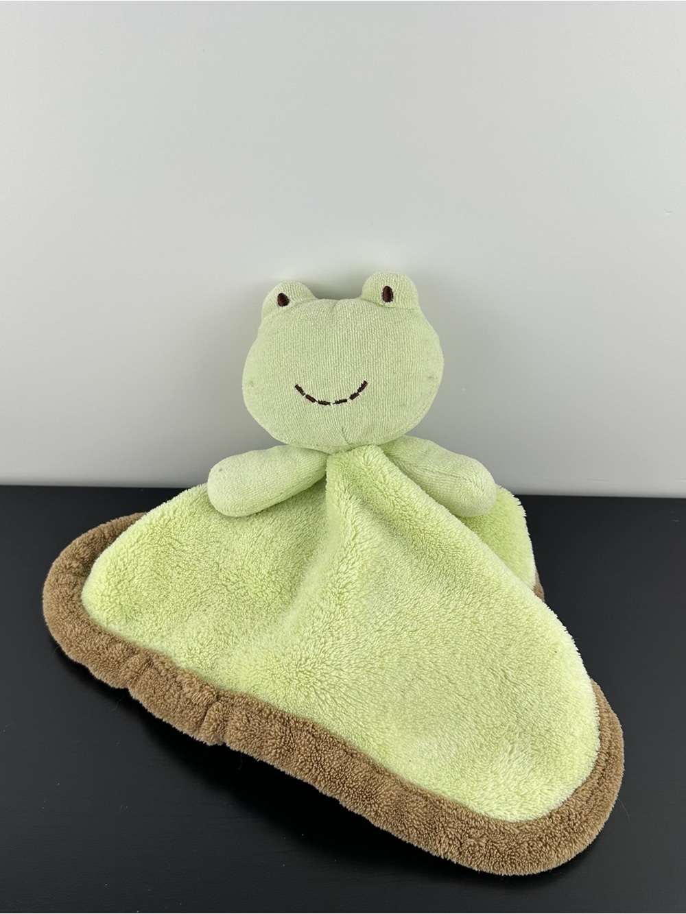 Cuddle Time Rare Frog Lovey Security Blanket 11" x 11" Green Brown Cuddly Plush